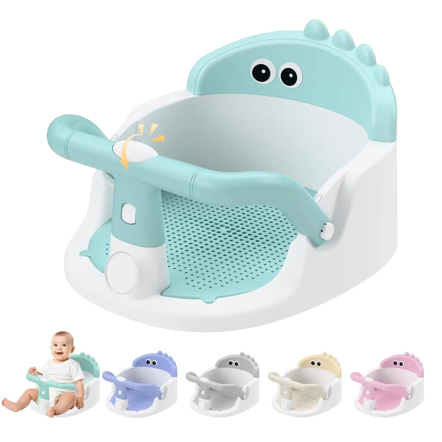 Baby Bath Seat for 6 Months & Up with Built-in Thermometer, Suction Cups Keep It Stable, Non-Slip, Comfortable Infant Bath Seat for Babies Sitting Up,| Portable & Easy to Wash,Mothersdaygift, #Summervibes