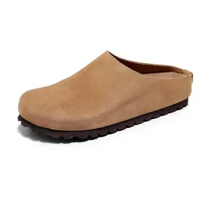 Anti Slip Leather Clogs Cork Footbed Sandals Comfort Mules with Arch Support Slip on Slippers Casual House Slippers