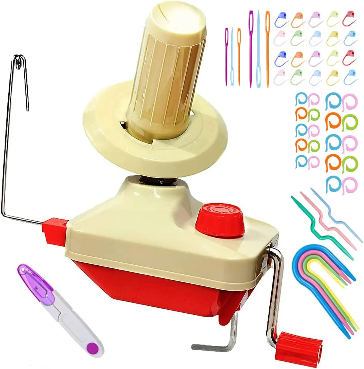 Yarn Ball Winder, Convenient Ball Winder for Yarn,Swift and Ball Winder Combo with Easy Installation for Yarn Storage 53 Pcs Stitch Knitting Needles