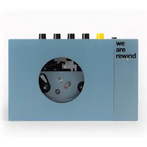 We Are Rewind Portable Cassette Player - Cassette Tape Recorder with Bluetooth Connection Speaker or Headphones, 3.5mm Audio Cable - Vintage Design Cassette Player & Recorder -  (Kurt, Blue)