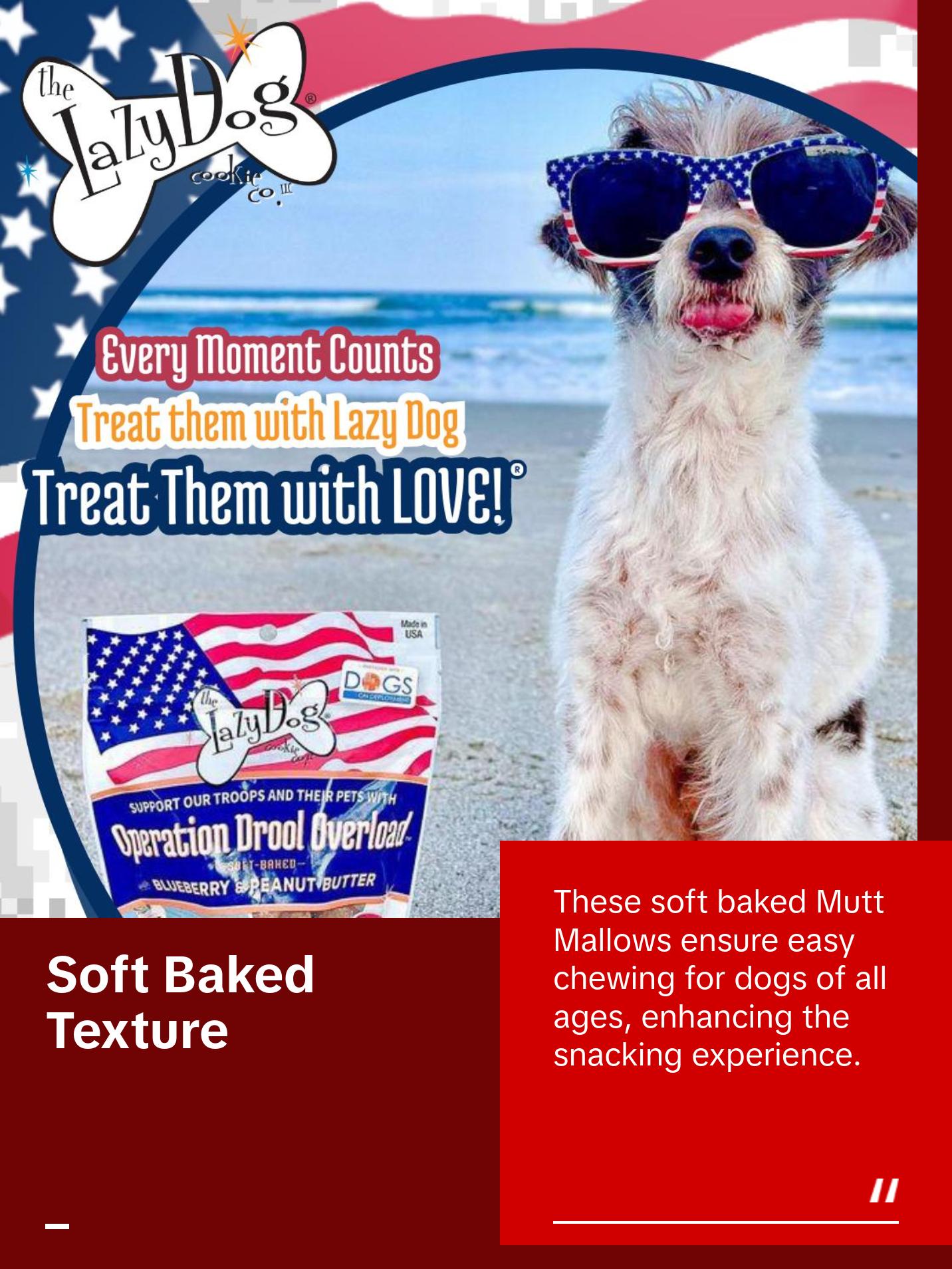 Operation Drool Overload Blueberry & Peanut Butter - Mutt Mallows - Soft Baked Natural Treats for Dogs from The Lazy Dog Cookie Co.