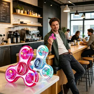 Fidget Spinner 2-Pack, Light-Up Sensory Fidget Toys for Kids and Adults, Easter Basket Stuffers, Easter Egg Fillers, Glow Fidget Spinners, Classroom Prizes