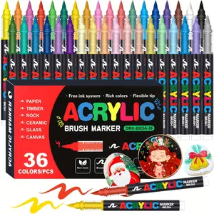 36/24/12 Color Direct-Liquid Acrylic Marker Set | Professional Grade Paint Pens for Rock Painting, Glass, Plastic, Fabric, Stone, Pumpkin Decoration, Wood, and Ceramics - Water-based Ink, Suitable for Various Surfaces, Professional Art Use