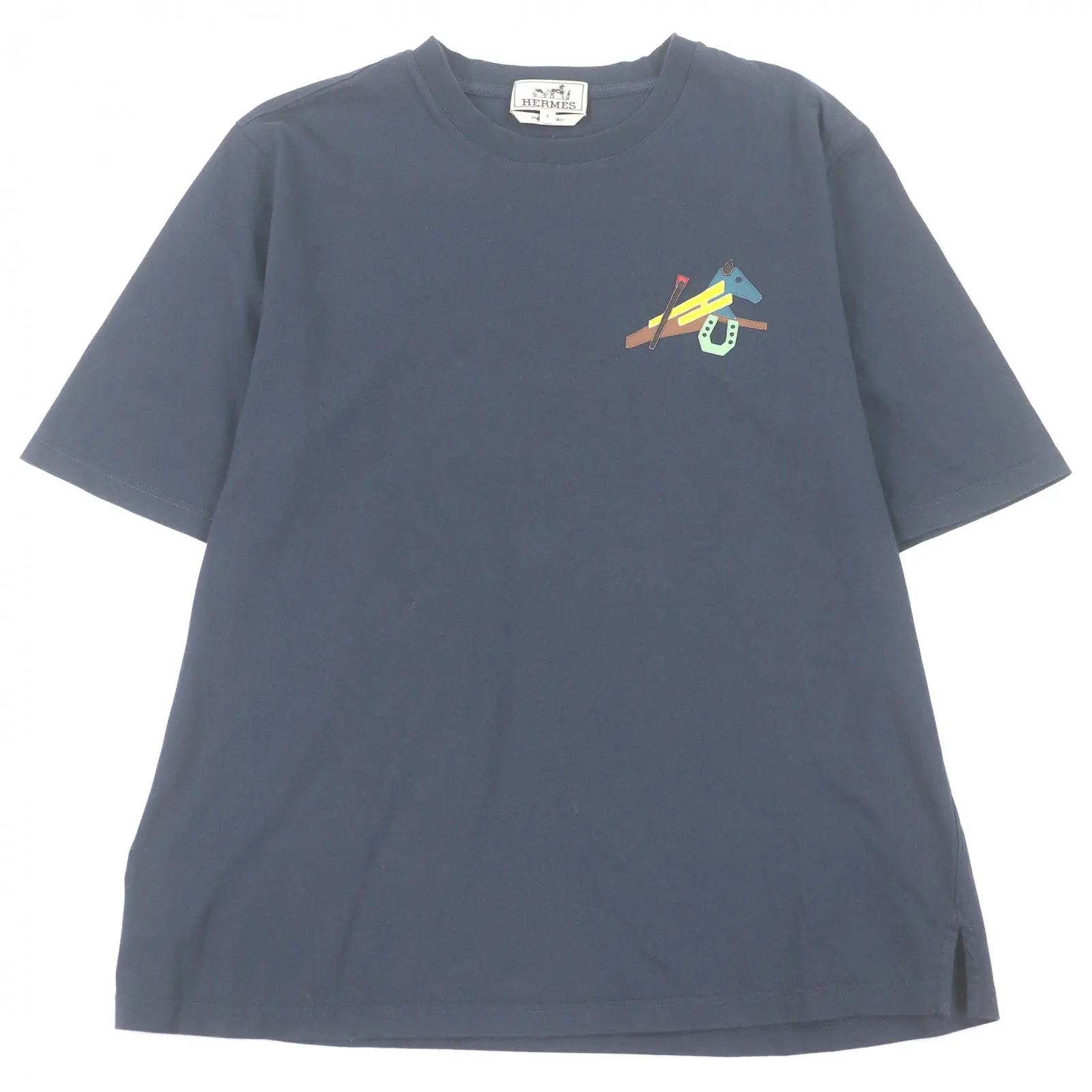 Pre-owned HERMÈS Lambskin Small Leather Goods Hermes Lamb Leather Patch Short Sleeve T Shirt