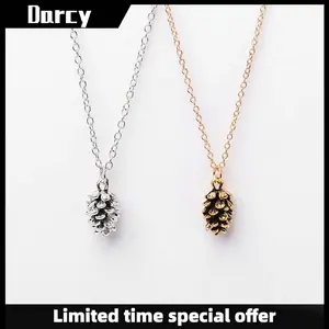 Simple personality retro distressed simulated pine nut plant specimen necklace fashionable simple trend niche jewelry