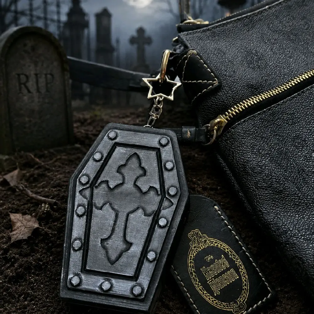 Gothic Coffin Keychain Box | Coffin Bag Charm Container | Tiny Trinket Holder | Halloween Purse Accessory | 3D Printed