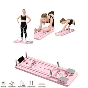 Pilates Board, Foldable Pilates Abs Board - New Design Abdominal Training Tool with Timer, Smart Timer, Phone Holder, Arm Workout Gear, Push-Up Handles, Knee Mat for Home High-Intensity Workouts, Resistance Belts Included