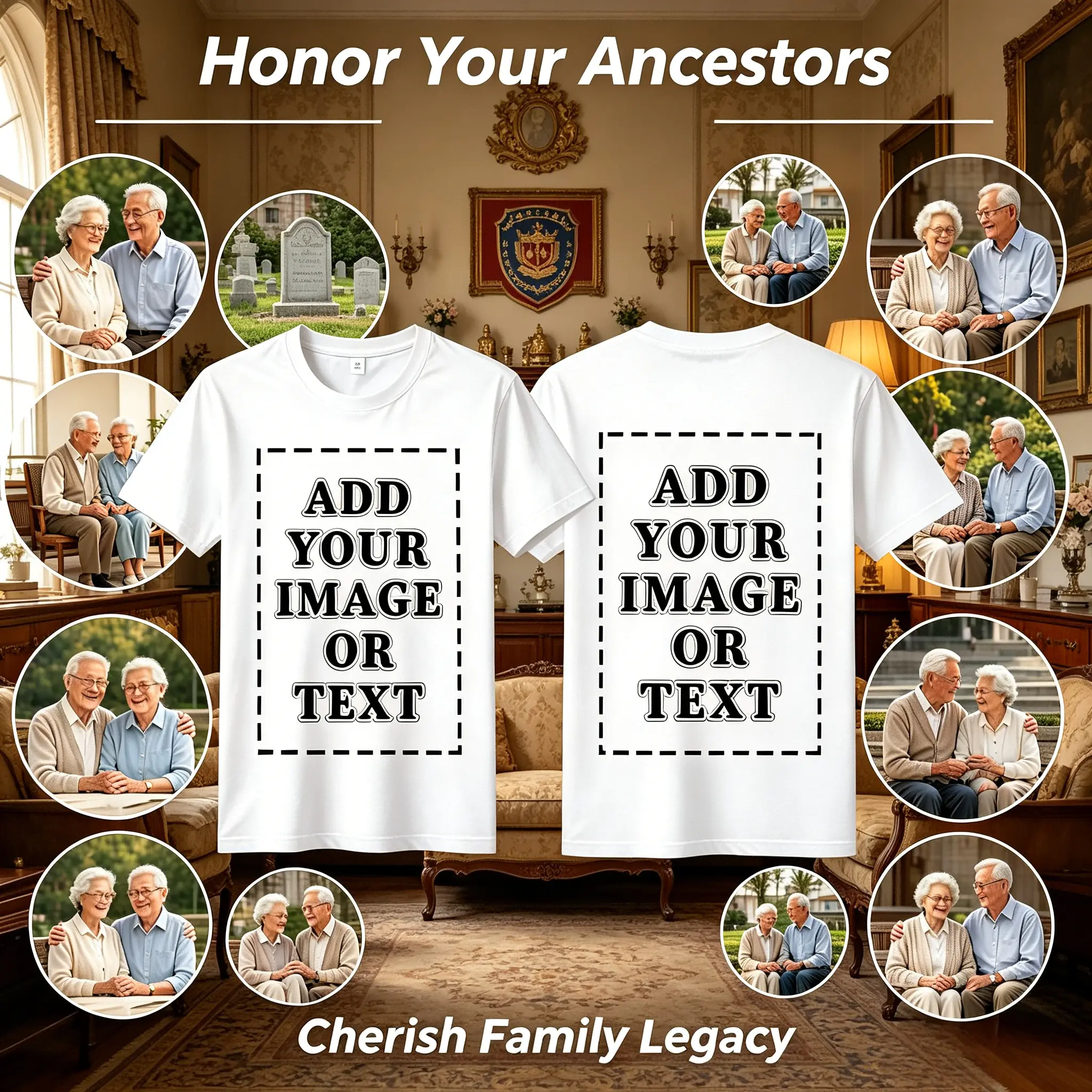 Custom In Loving Memory Of Grandparent Shirt Double Sided Print Personalized Photo & Text Memorial Tee, Remembrance Gift For Loss Of Grandpa Grandma, Bereavement Funeral Keepsake Sympathy T-Shirt For Men Women Unisex