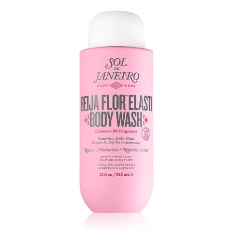 Sol de Janeiro Beija Flor Flower Renewing Sulfate-Free Vegan Body Wash - Gentle Retinol & Cacay Seed Oil Cleanser, Creamy Jasmine Aroma, Skin Repair & Daily Moisturize Boost for Smooth Bath & Body Selfcare Routine