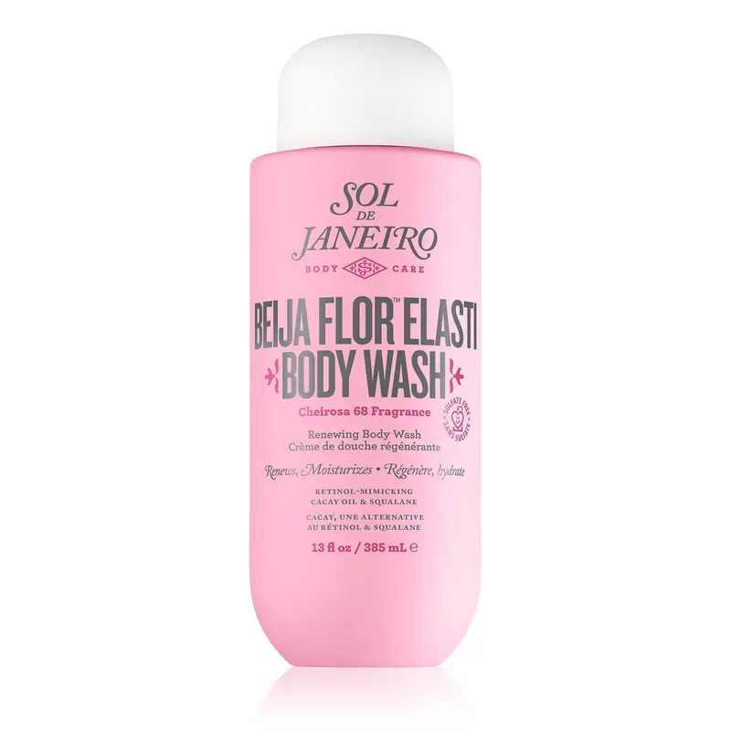 Sol de Janeiro Beija Flor Flower Renewing Sulfate-Free Vegan Body Wash - Gentle Retinol & Cacay Seed Oil Cleanser, Creamy Jasmine Aroma, Skin Repair & Daily Moisturize Boost for Smooth Bath & Body Selfcare Routine