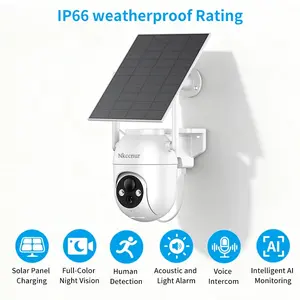 1PC outdoor security solar camera, WiFi connection, 1080P Full HD, 355° pan/tilt rotation, full‑color HD night vision, AI intelligent motion detection, supports sound and light alarm, two‑way audio, IP66 waterproof, suitable for home and farm.【Nkccnur】