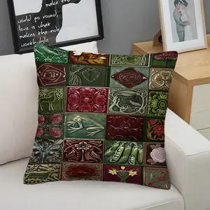 Artistic Ceramic Tile Pattern Vintage Throw Pillow With inner Cushion, 45cm Square Throw Pillow, Zipper Closure, Artistic Ceramic Tile Pattern Vintage, Soft Comfortable Decor for Bedroom & Sofa,  Confident and Natural Vintage Furnishings.