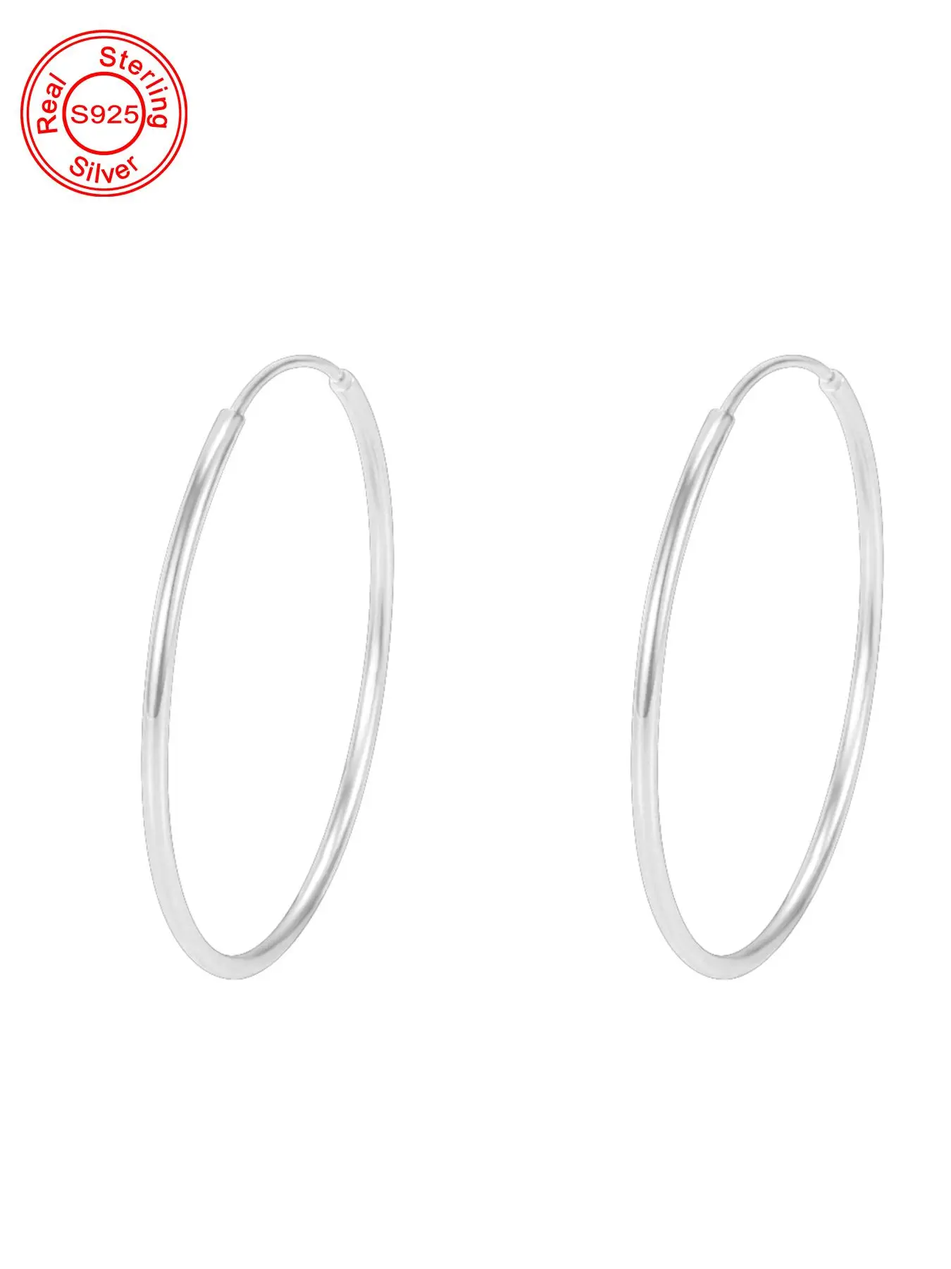 S925 Sterling Silver Hoop Earrings, Fashionable Exaggerated Circle Design Earrings for Women & Girls, Trendy All-match & Exquisite Jewelry for Birthda