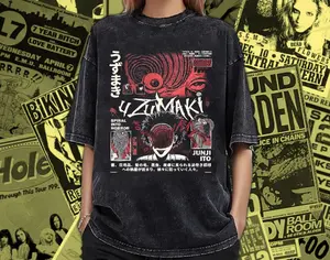 Vintage Washed Junji Ito Uzumaki T-Shirt Japanese Horror Manga Tee