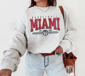 [SALE UP TO 49%] Vintage Miami Basketball Sweatshirt | Retro Miami Basketball Fan Crewneck for Men and Women | Miami Florida