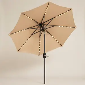 Garvee 10FT Double-Sided Patio Umbrella with 40 Solar LED Lights, Waterproof UV-Resistant Outdoor Umbrella Featuring Crank & Tilt, 8 Sturdy Ribs, Iron Pole for Backyard Garden Pool Deck Dining