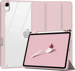 Case for iPad Air 11 inch M3/M2 (2025/2024), iPad Air 5th / 4th Generation (2022/2020) 10.9 inch, Protetive Case with Pencil Holder, Stand Clear  Cover, Auto Sleep/Wake, Cute Pink