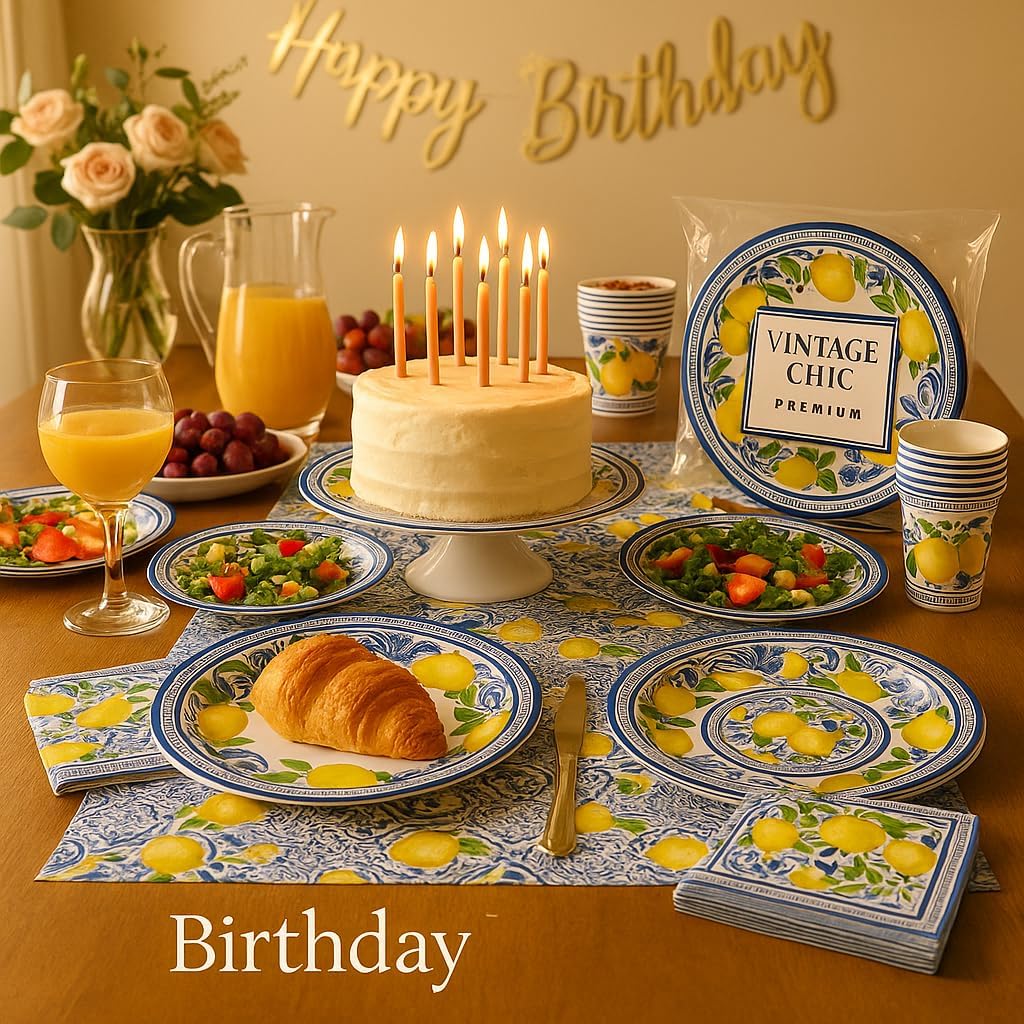 Elegant Disposable Tableware Set | 81 Pcs | Serves 20 Guests l 20 Extra Thick Paper Party Plates + 20 Cups + 20 Napkins + 1 Large Tablecloth | Perfect for Events, Baby Showers, Weddings & Picnics Elegant Disposable Tableware Set | 81 Pcs | Serves 20 Guests l 20 Extra Thick Paper Party Plates + 20 Cups + 20 Napkins + 1 Large Tablecloth | Perfect for Events, Baby Showers, Weddings & Picnics