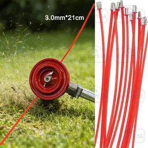 3.0mm X 21cm X 12pcs Iron Head Grass Rope, Lawn Trimming Rope, Garden, Home Use, Nylon Grass Line, No Knot Required, Easy to Use