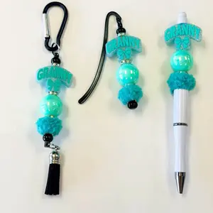Custom Grandma Gift Set | Beaded Pen, Bookmark & Keychain | Nana • Mimi • Meemaw • Granny • Grandma