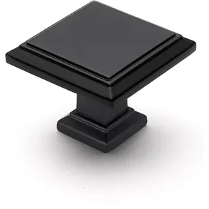 25 Pack /16 Inch Matte Black Kitchen Square Cabinet Knobs Solid Drawer Pulls Black Single Hole Kitchen Cabinet Hardware Knobs for Cabinets and Drawers