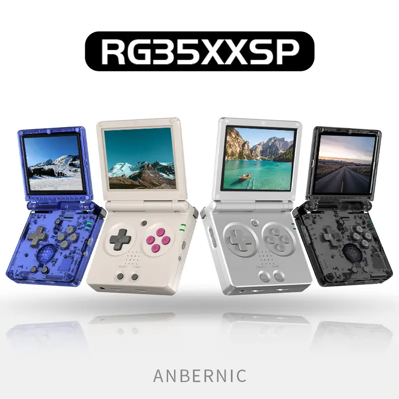 ANBERNIC RG35XXSP Handheld Game Console 3.5" IPS Screen Flip Game Player Linux System Battery 3300mAh HDMI connection to TV Transparent RG35XX SP Hand