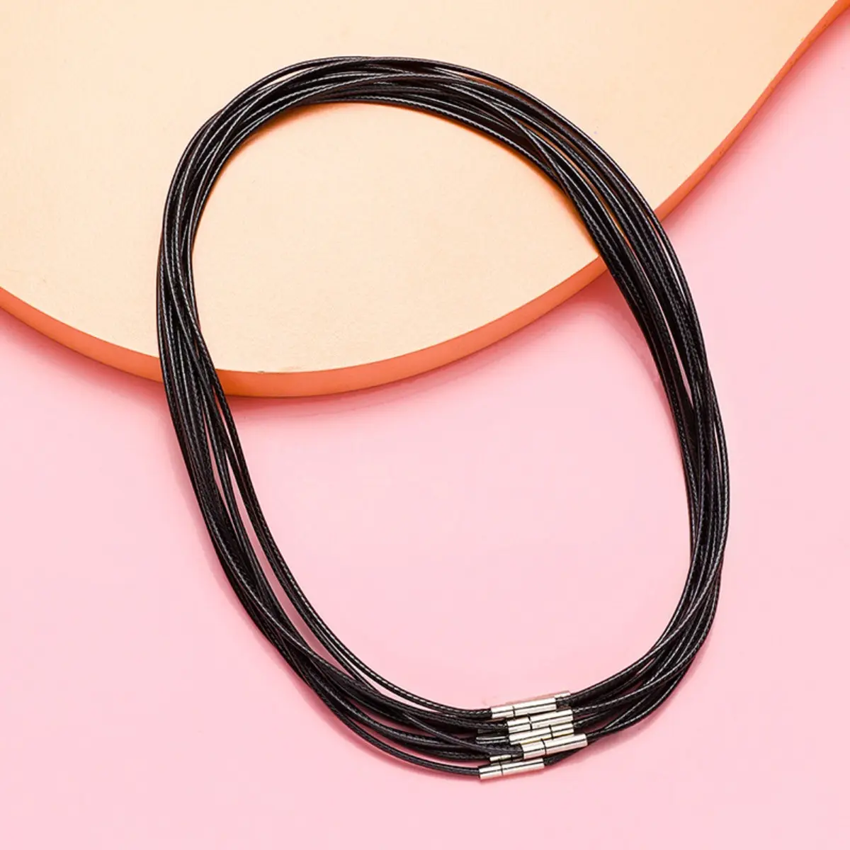 Trendy Black Leather String Necklace 1.5/3mm Wax Cord Chain 45/50/60cm With Clasp DIY Jewelry For Men Women