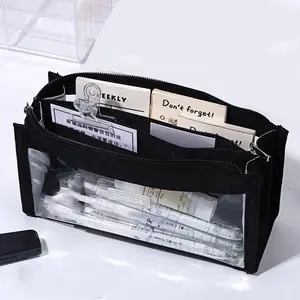 New Six Layers Large Capacity Pencil Bag Stationery Supplies Aesthetic Transparent Case Girl Zipper Pencil Pouch School Supplies Desk Accessories