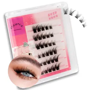 Bershnor Cat Eye Individual Lash Clusters Self Adhesive Eyelashes Fox Eye Clusters Glueless Self Adhesive Diy Lash Extension