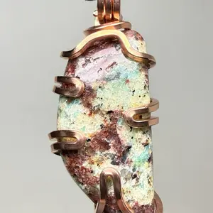 Garnet Included Amazonite Copper PENDANT Unique Artisan Crafted Design 999 Cu