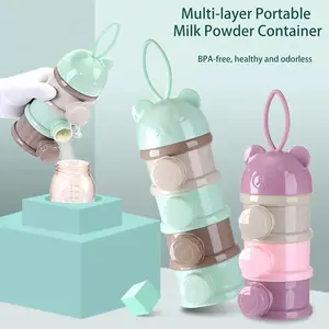 Milk Organizer, 3-4 Layer Formula Container with Milk Dispenser, Leakproof BPA-Free Snap-Lid Storage, Travel Essential Baby Accessories