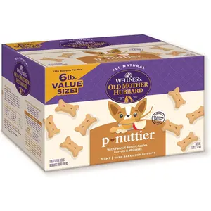 Old Mother Hubbard Wellness P-Nuttier Dog Biscuits, Natural, Training Treats, Peanut Butter Flavor, Mini Size, (6 Pound Box)