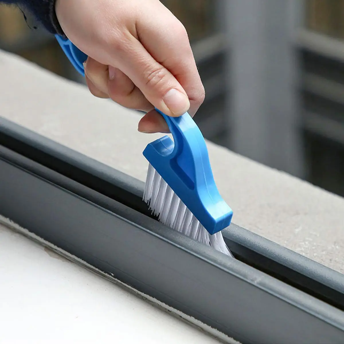 Window Crevice Cleaning Brush, 1 Count Handheld 2 In 1 Gap Dusting Brush For Home Kitchen Bathroom, Window Cleaning Tool, Window Cleaning Scraper