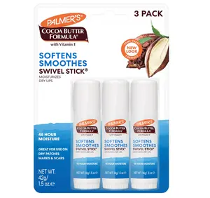 Palmer's Cocoa Butter Formula Moisturizing Swivel Stick with Vitamin E, Lip Balm Stocking Stuffer, Face & Body Moisturizer Stick, Ideal for Treating Dry Skin Patches (Pack of 3)