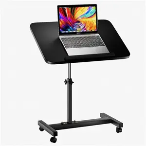Side Table Adjustable End Table Overbed Bedside Table with Wheels, Portable Computer Stands Movable Desk Computer Table