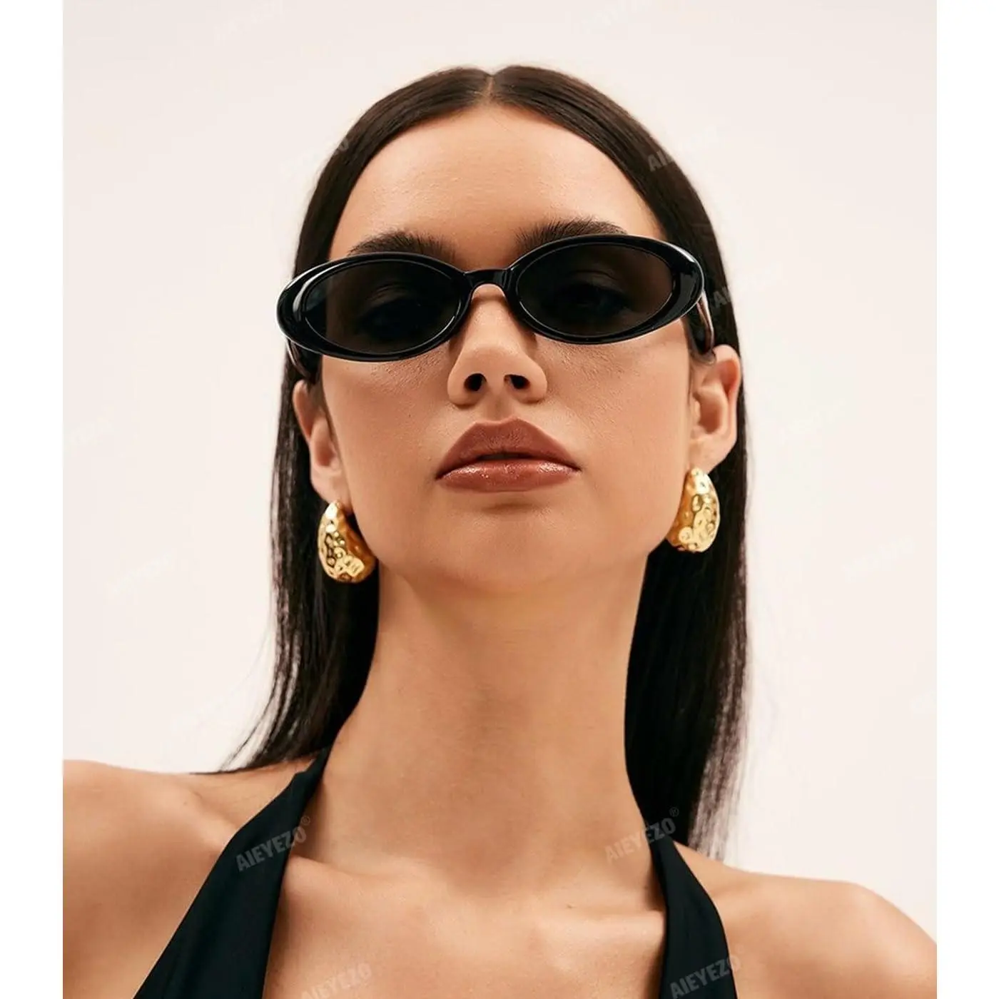 Retro Oval Sunglasses for Women Fashion Small Oval Frame Sun 