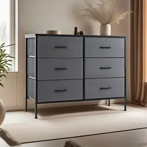 Dresser for Bedroom Dresser TV Stand with 6 Storage Drawers, Small Fabric Dresser Chest of Drawers for Closet Organizer Clothes, Black Dresser for Bedroom, 6 Drawer Double Dresser, Fabric Storage Tower with Fabric Bins, Chest of Drawers for Closet, Living