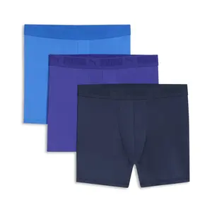 PUMA Mens 3 Pack Athletic Fit Boxer Briefs  - Blue