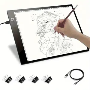 A3/A4  LED Light Drawing Board Set,Plastic Drawing Board Light Pad, LED Light Pad Illuminated Board, 3-Level Dimmable Light Board for Painting Sketching Diamond Art, Durable Drawing Pad