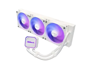 ASRock AIO PRO White 360 ARGB 27mm radiator, ARGB waterblock, ARGB Hub-lighting fan, white version