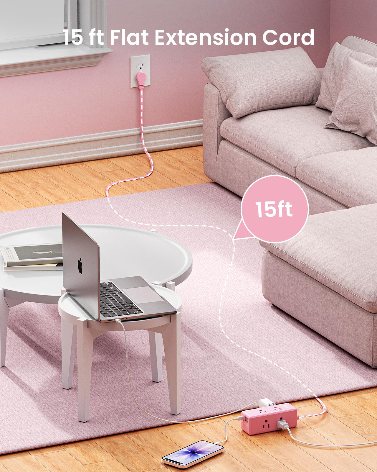 HONIZER Flat Plug Power Strip Surge Protector with 6 Outlets & 3 USB Ports (1 USB-C), 10FT/15FT Extension Cord for Home, Office, Desk, Dorm Room HONIZER Flat Plug Power Strip Surge Protector with 6 Outlets & 3 USB Ports (1 USB-C), 10FT/15FT Extension Cord for Home, Office, Desk, Dorm Room