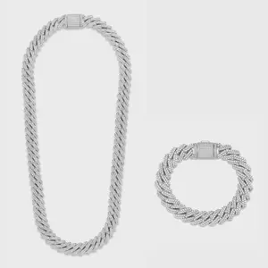 Iced Prong Cuban Chain + Bracelet (Silver) - 12mm Iced Prong Cuban Chain + Bracelet (Silver) - 12mm