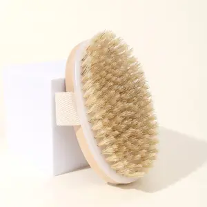Wooden Bath Brush, 1 Count Dry & Wet Use Exfoliating Body Brush, Bathroom Accessories Shower Products, Professional Body Scrub Brush For Removing Dead Skin And Improving Skin Texture