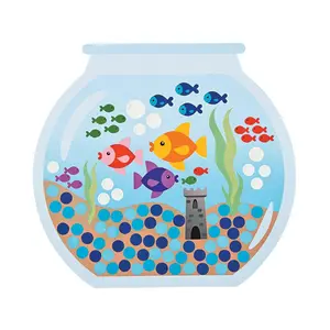11" x 10 1/4" Count to 100 Fishbowl Paper Sticker Scenes - 12 Pc.
