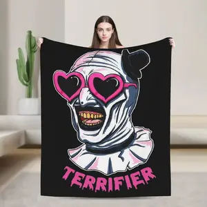 Terrifier Art The Clown Heart Glasses Blanket Coral Fleece Plush Decoration Super Soft Throw Blanket for Home Outdoor Rug Piece