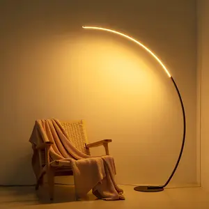 Elegant 69.99" Arched Black LED Floor Lamp with Remote - Dimmable, 16 Million Color Changing, USB Powered, Modern Curved Design for Cozy Bedroom & Living Room Ambiance, Lamp for Bedroom
