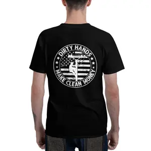 Lineman American Flag My Hands May Be Dirty My Money Clean T-Shirt