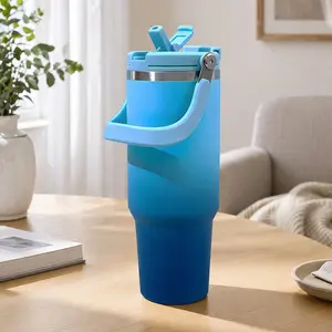 Auracup 1pc 40oz Thermal Mug with Handle and Straw, Stainless Steel Tumbler, Four colors available, Gradient Insulated Vacuum Cup, Keep Hot 12H, Cold 24H, Great for Office, Home Desk, kitchen organizers and storage, gift for mom and friends