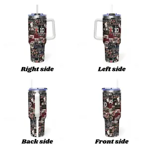 Fashion Music One Direction 1D 40oz Tumbler With Handle – Boys Band Tumbler, Gift for Fans