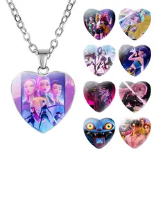 Kpop Demon Hunters Heart Pendant Necklace, Fashion Couple & Friendship Jewelry, Perfect Gift for Anniversaries Birthdays Holidays